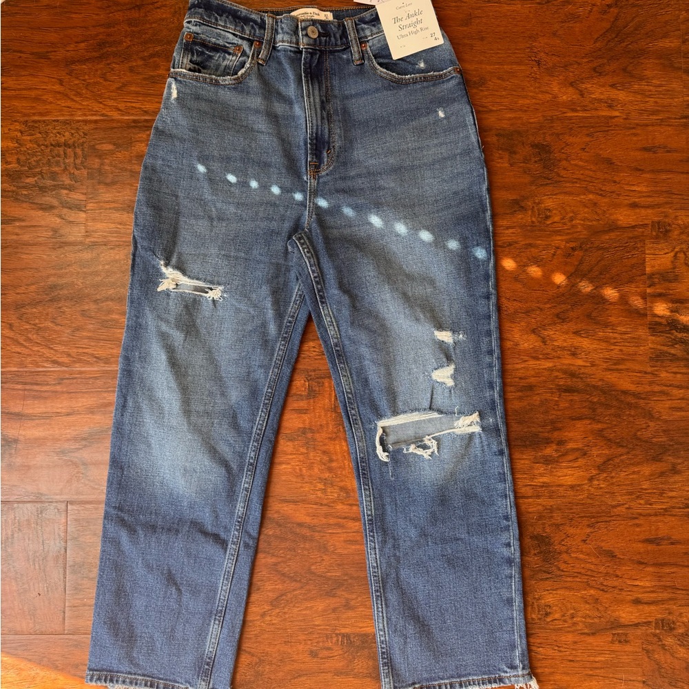 Womens Blue Distressed Jeans